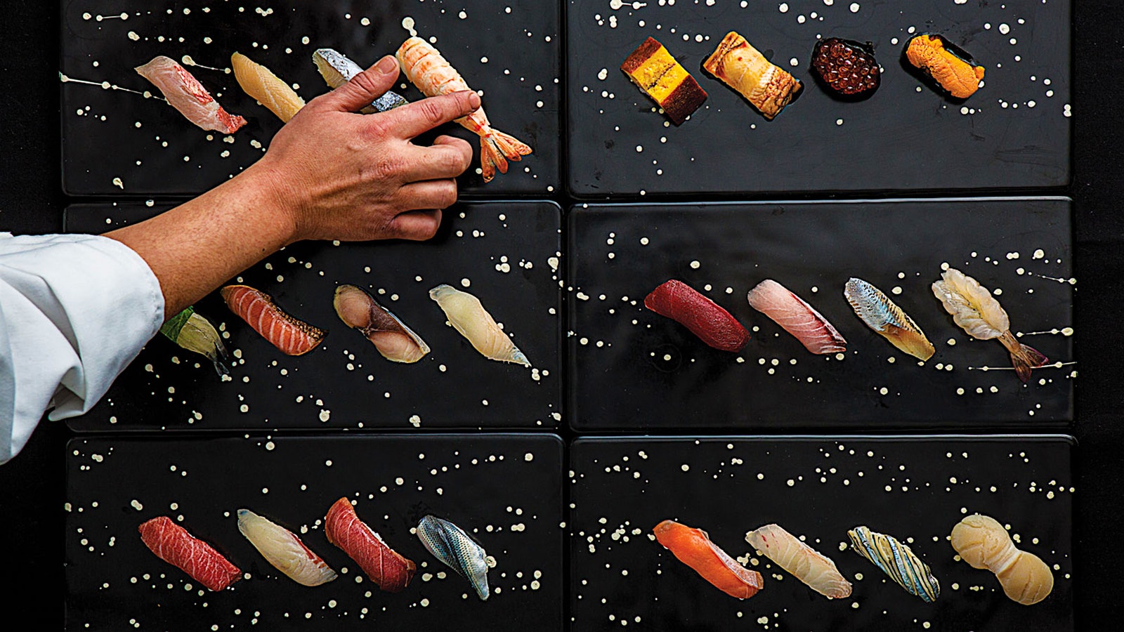 Various pieces of sushi at Sushi Nakazawa